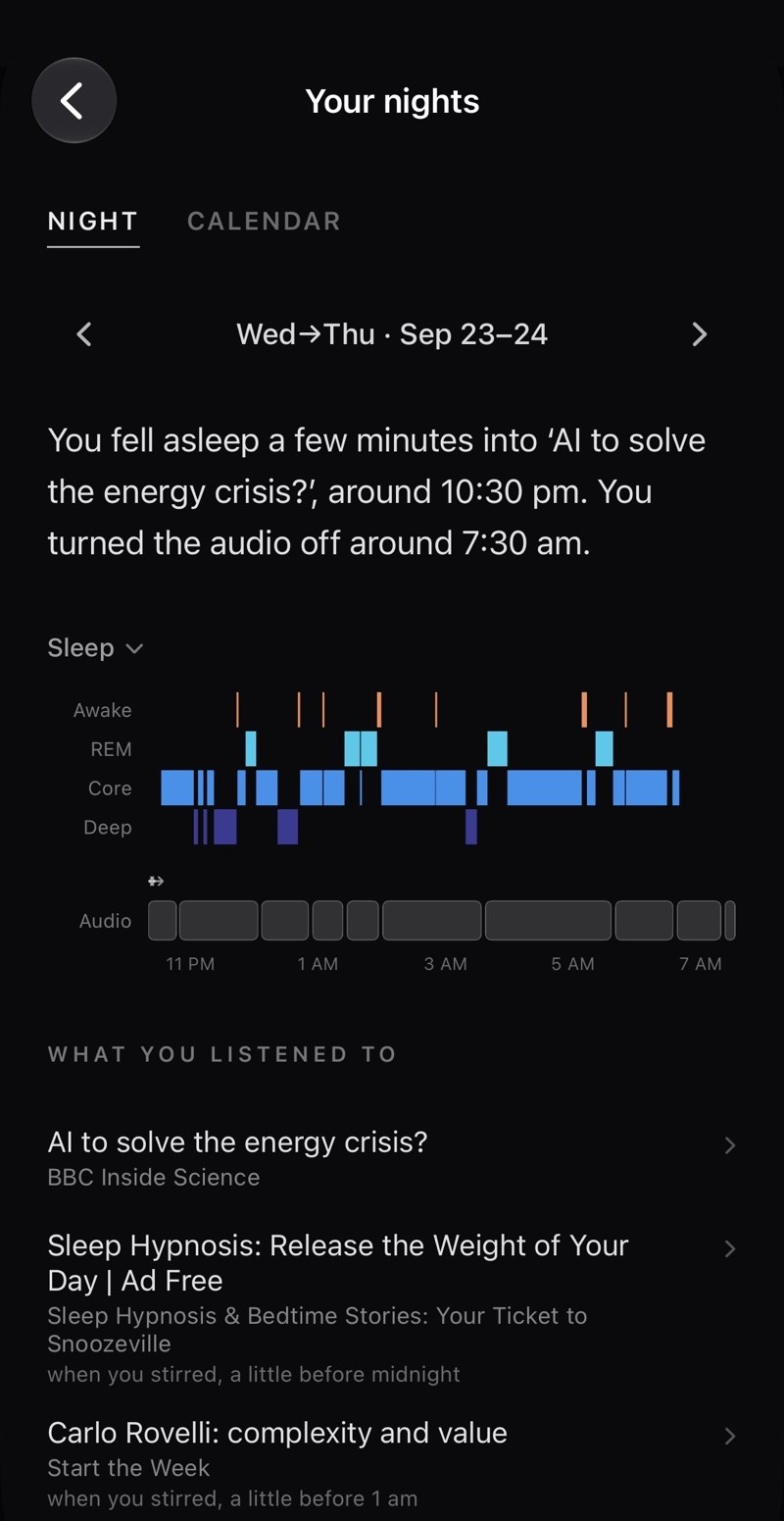 Dreamerie's record of one night: what played, with where you drifted off and when you stirred