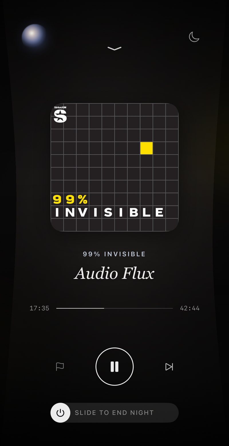 Dreamerie playing an episode of 99% Invisible through the night